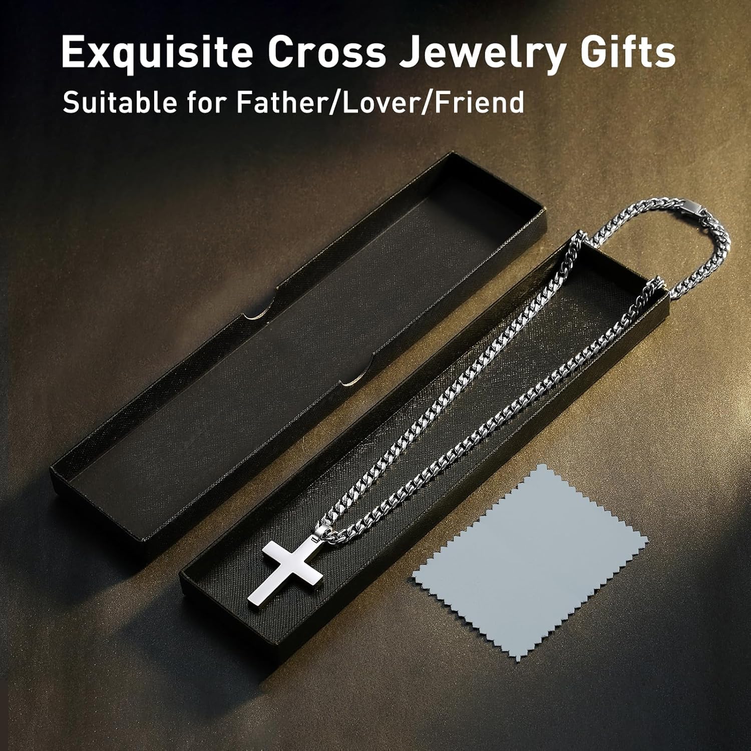 Cross Necklace for Men - 925 Silver Filled Stainless Steel Religious Pendant Necklace - Image 6