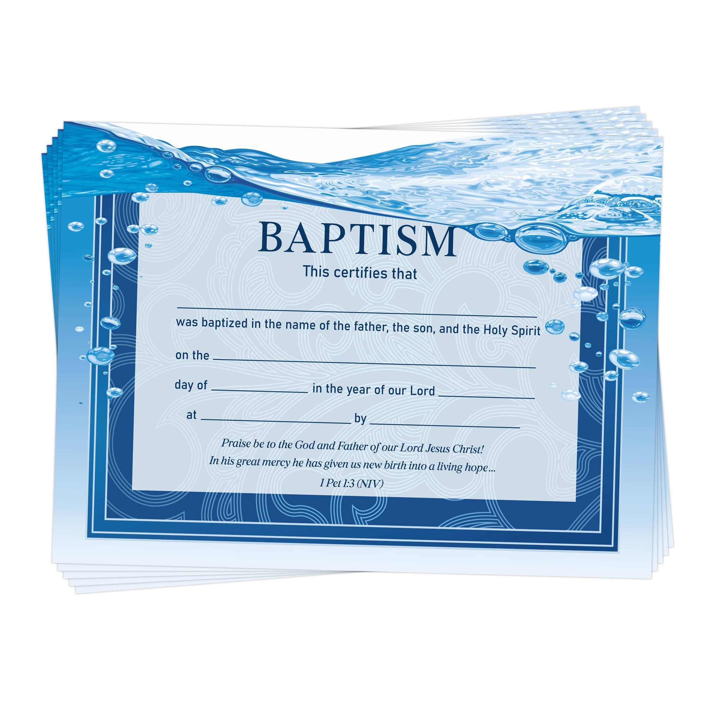 YHNTGB 50Pcs Baptism Certificates for Church Blank Baby Dedication Award for Shower Party Supplies Present Decorations 11 X 8.3 Inch