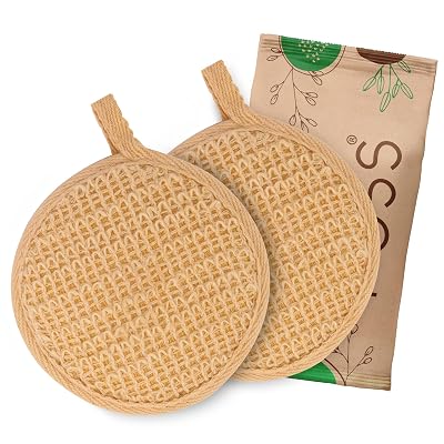 Ross Natural Ramie Bath Loofah Scrubber – Premium Exfoliating Body Scrubber for Deep Cleansing, High-Lather Foam, Gentle