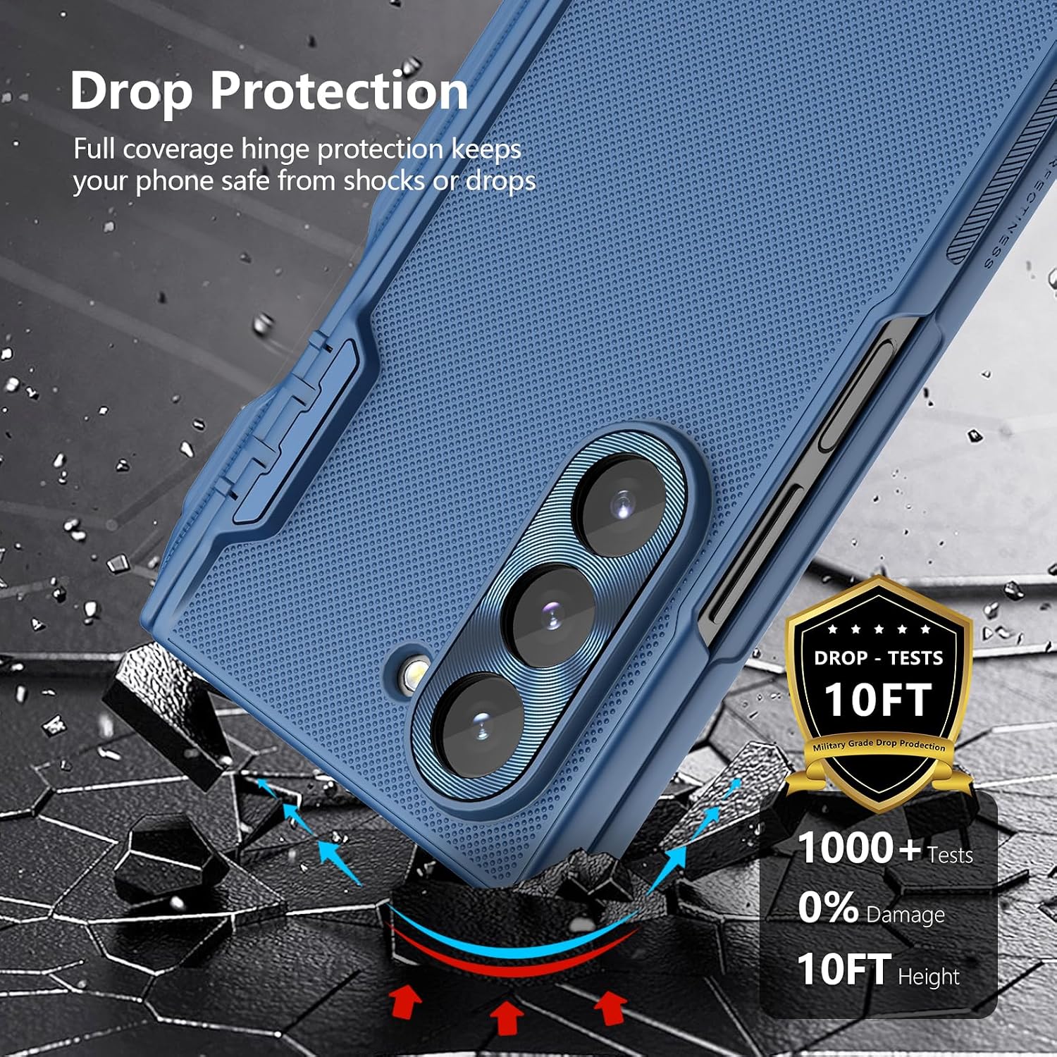 Nillkin for Samsung Galaxy Z Fold 6 Case with S Pen Holder, HD Screen Protector, Hinge Protection, Frosted Shield Texture Ultra Slim Protective Phone Case - Blue