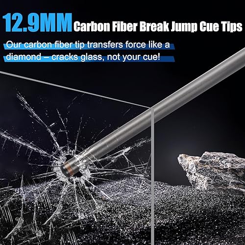 Miniatura 2 de PODAYUDE Taco de salto de fibra de carbono  3 piezas de taco de piscina de fibra de carbono Uni-Loc Junta Puntas de 0.508 in Puntas de Break Taco de