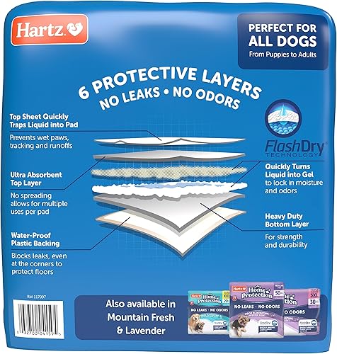 Miniatura 8 de Hartz Home Protection paños para perros de todos los tamaños muy absorbentes no gotean Odor Eliminating Lavender Scent Unscented y Quilted Plus