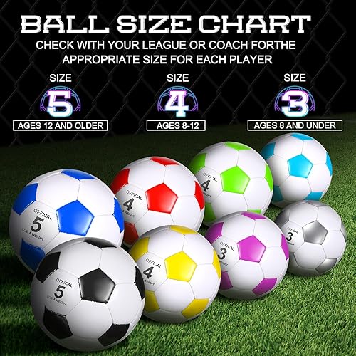 Miniatura 3 de 8 Pcs Sports Soccer Balls with Pump Size 3 4 5 Training Footballs for Kids Toddlers Teens Adults Soccer Players