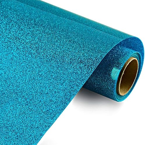Vinilo de transferencia de calor con purpurina azul, rollos de vinilo HTV con purpurina de 10 pulgadas x 8 pies para camisetas, compatible con