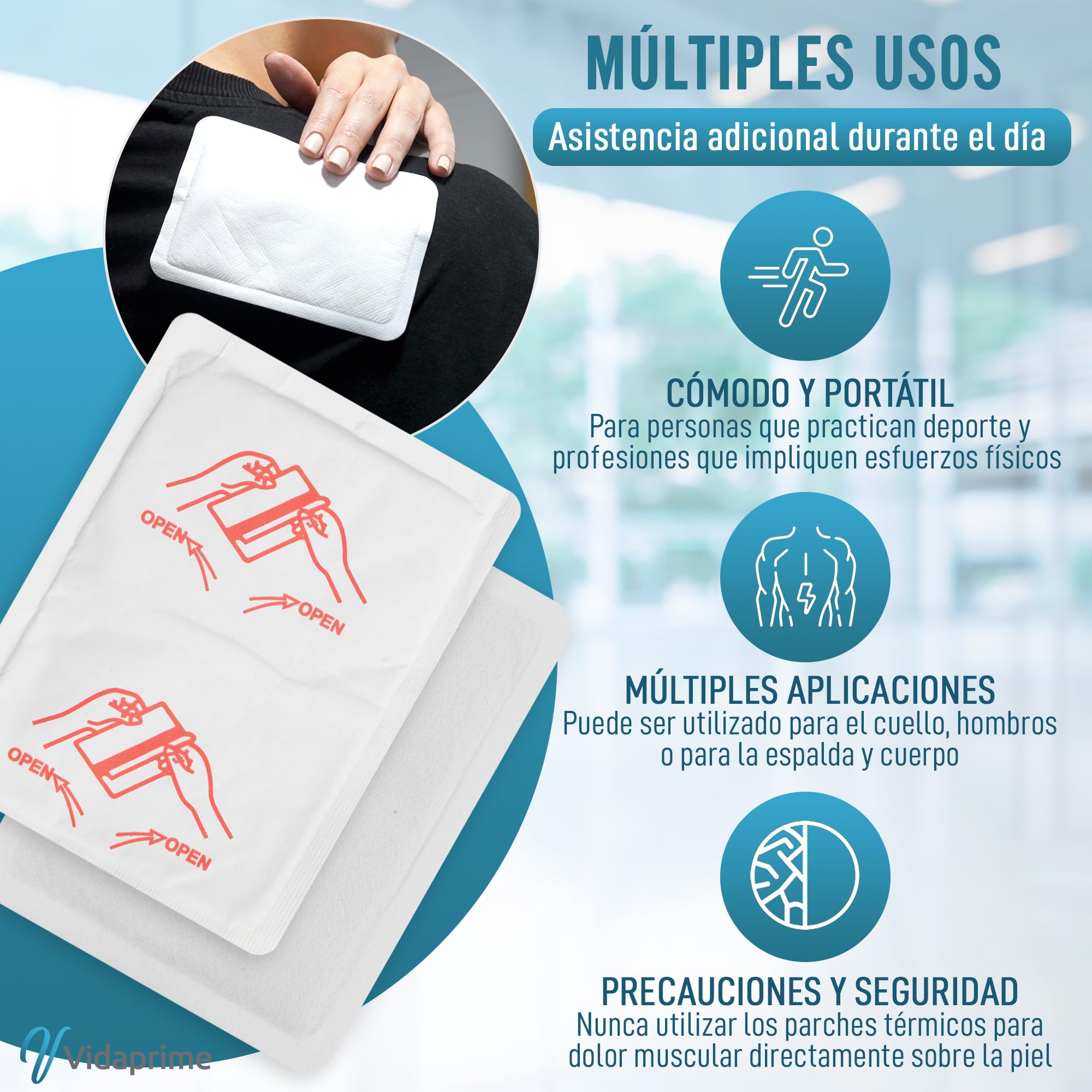 Pack x10 Parches de Calor para la Espalda Cuello y Hombros CALOR CALMANTE PROFUNDO - Parches Calor Lumbar INSTANTÁNEO ADHESIVO - Parches Térmicos lumbares Dolor Muscular ALIVIO LAS 24 HORAS