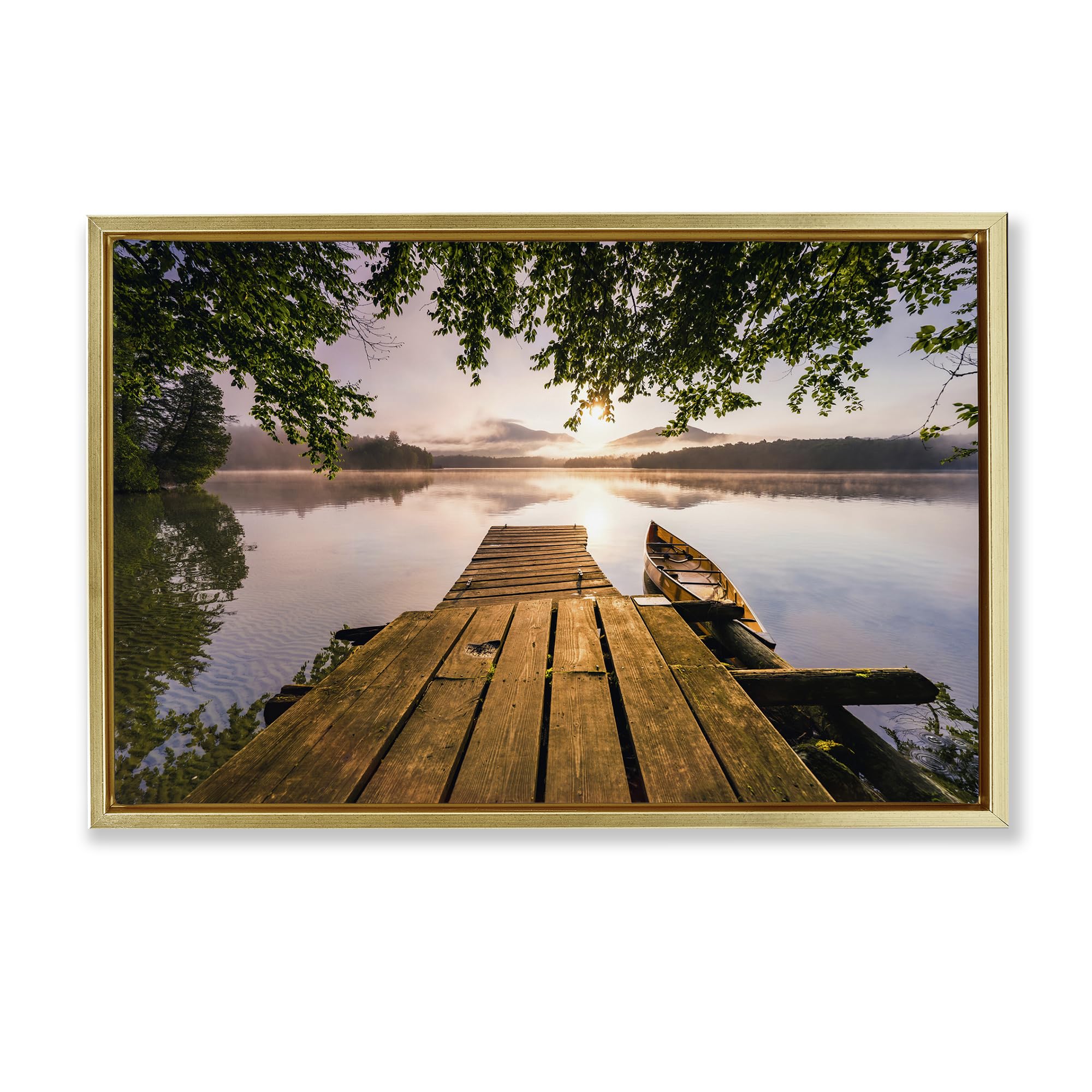 Misty Morning Lake Serenity, 16 x 24 Inch Canvas in Floater Frame