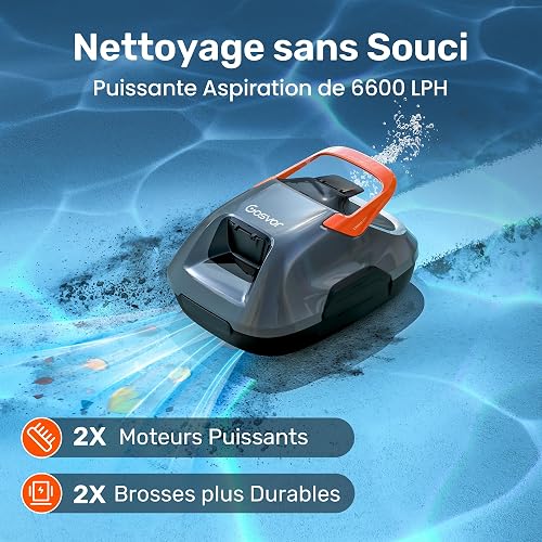 Gosvor Wireless Pool Robot, Above-Ground Pool Cleaner, Automatic Robot Vacuum Cleaner – 90 Min Autonomy, Powerful 1200GPH, for Pools up to 80 m² - 2