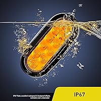 Vista 3 de Nilight - TL-08 - Luces traseras LED ovaladas de 6 pulgadas, color ámbar, 2 unidades, 10 LED con ojales de montaje empotrado, enchufes IP67, señales
