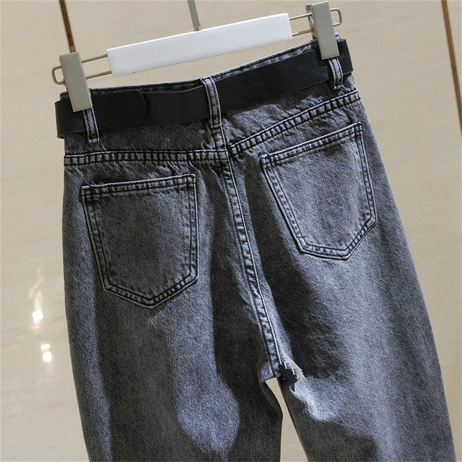 UKKO Jeans da Donna Jeans Donne Donne Primavera Smoke Grey Harem Pantaloni da Cowboy Denim Slip Plus Size