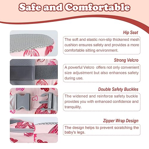 Miniatura 5 de Portabebés de cadera para bebés de 0 a 36 meses (0-66 libras). Cintura ajustable, malla transpirable y seguridad mejorada, opciones de transporte