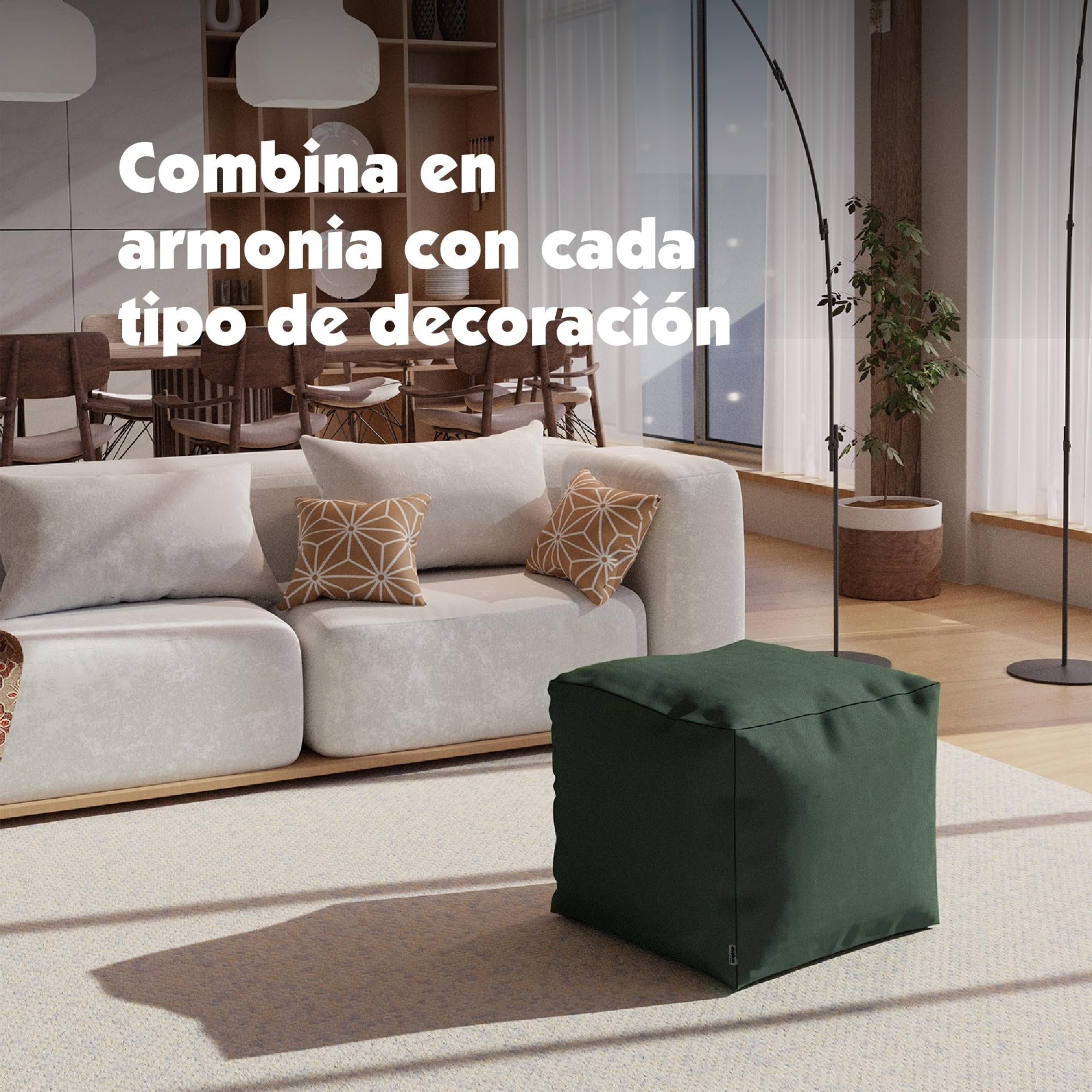 Avalon - Puff Salon Modelo Cubo Jive en Tela Técnica Reforzada, Puffs Reposapies Salon con Relleno Incluido, Puf Cuadrado Muy Cómodo, Anti-desgarros e Impermeable, Made in Italy(45cm-Verde Oscuro)