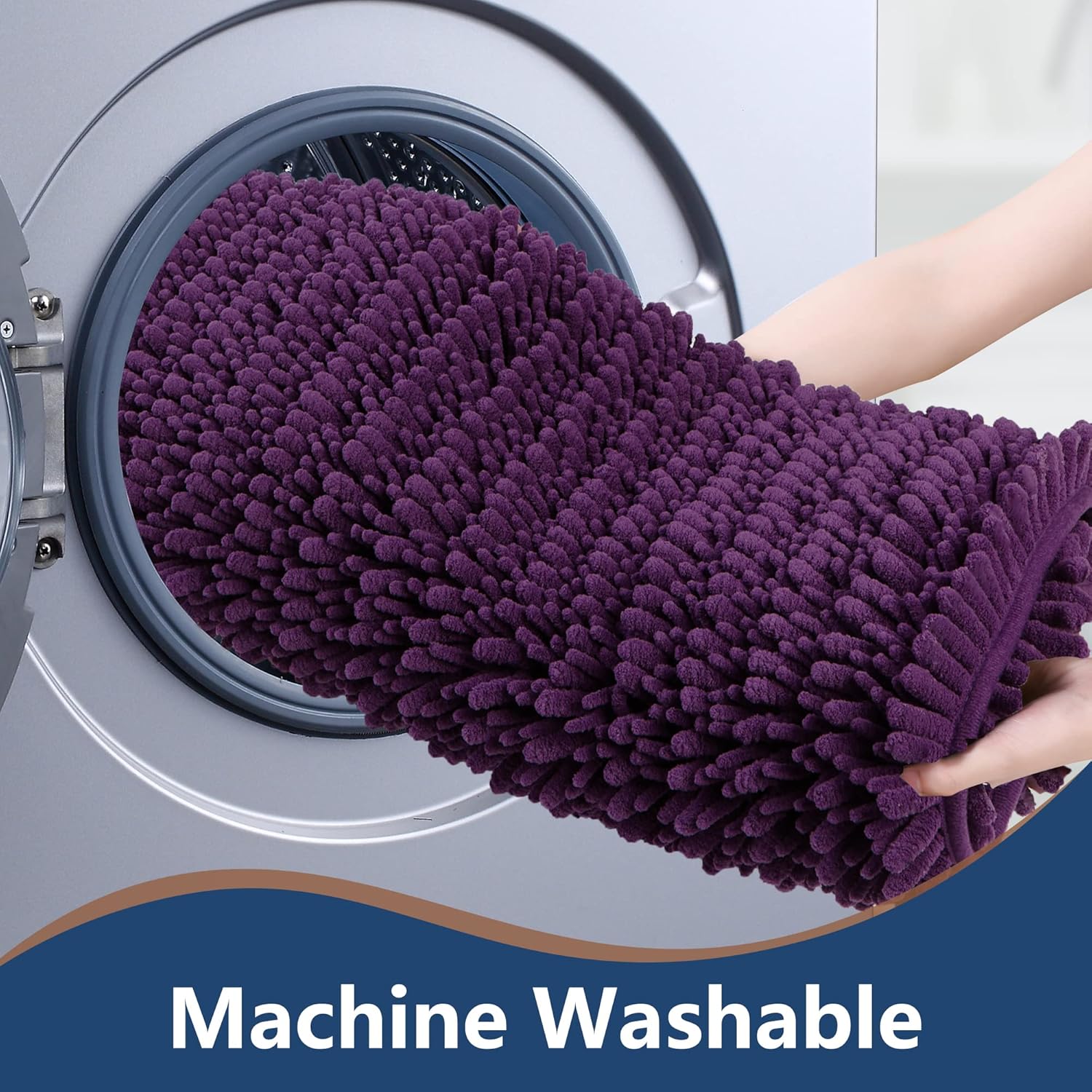 FLOLEOPA Soft Plush Microfiber Bathroom Rugs, Absorbent Bath Rugs Non Skid Machine Wash Dry Bath Mats for Tub,Shower and Bath Room Floor Mats (31x59inches, Plum)
