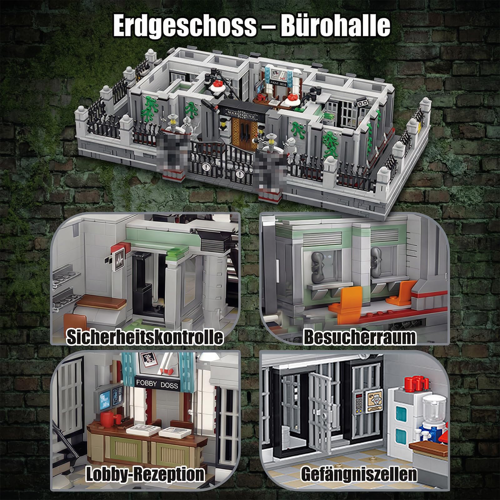 Lunatic Hospital Architecture Klemmbausteine mit Licht - 7499 Teile Gotisches Irrenhaus Modular Buildings, Dreistöckiges Haus Bauset für Erwachsene Kompatibel mit Panlos