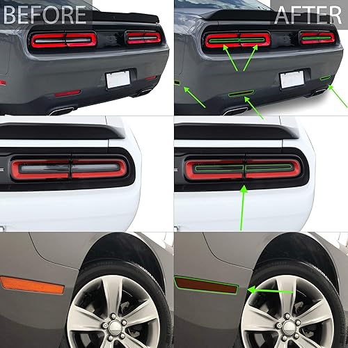 Miniatura 3 de BOGAR TECH DESIGNS Kit de tinte de reflectores traseros compatible con Dodge Challenger 2015-2024, humo oscuro