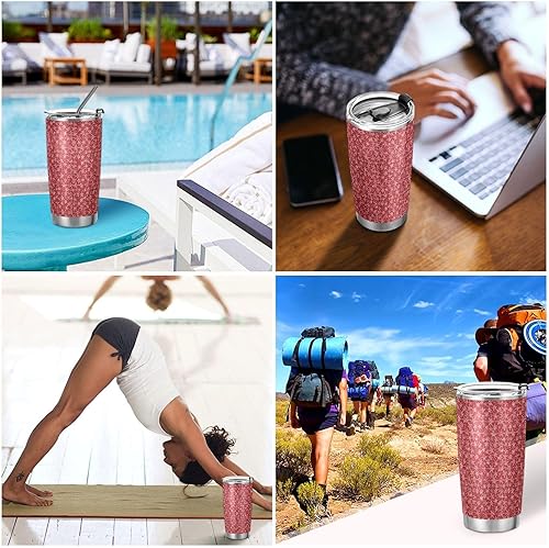 Miniatura 7 de Red and White Stars Stainless Steel water bottle with straw with Lid and Straw travel mug for camping leakproof insulated tumbler termo para bebidas
