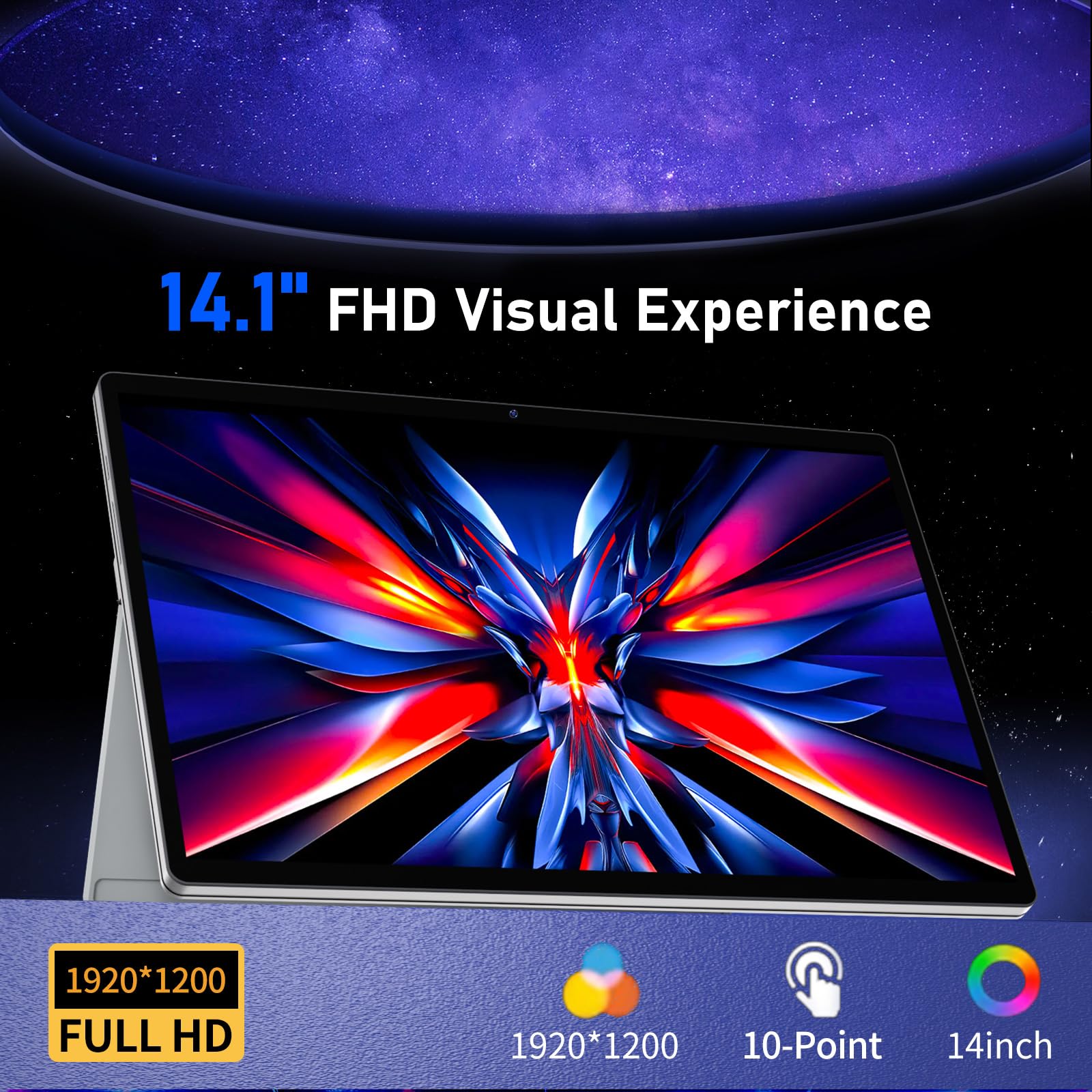 14 pollici PC Portatile 2 in 1, tablet Windows 11 con processore N100, Notebook metallo LPDDR5 16 GB + 512 GB SSD, WIFI6/Bluetooth 5.2/Type-c/Micro HDMI Laptop (con tastiera)
