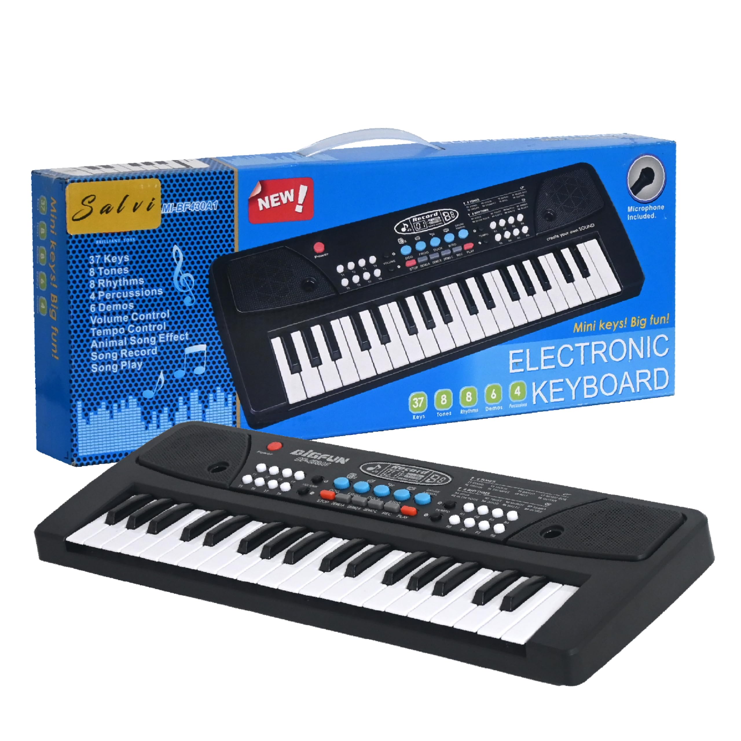 Salvi 37 Keys Electric Piano Keyboard Musical Toy - Inspire Creativity, Develop Musical Skills, and Provide Hours of Fun for Kids -3 AA Cell Operated - Multicolor - Perfect Gift for Budding Musicians (B0C9DK7WLV) Amazon Price History, Amazon Price Tracker