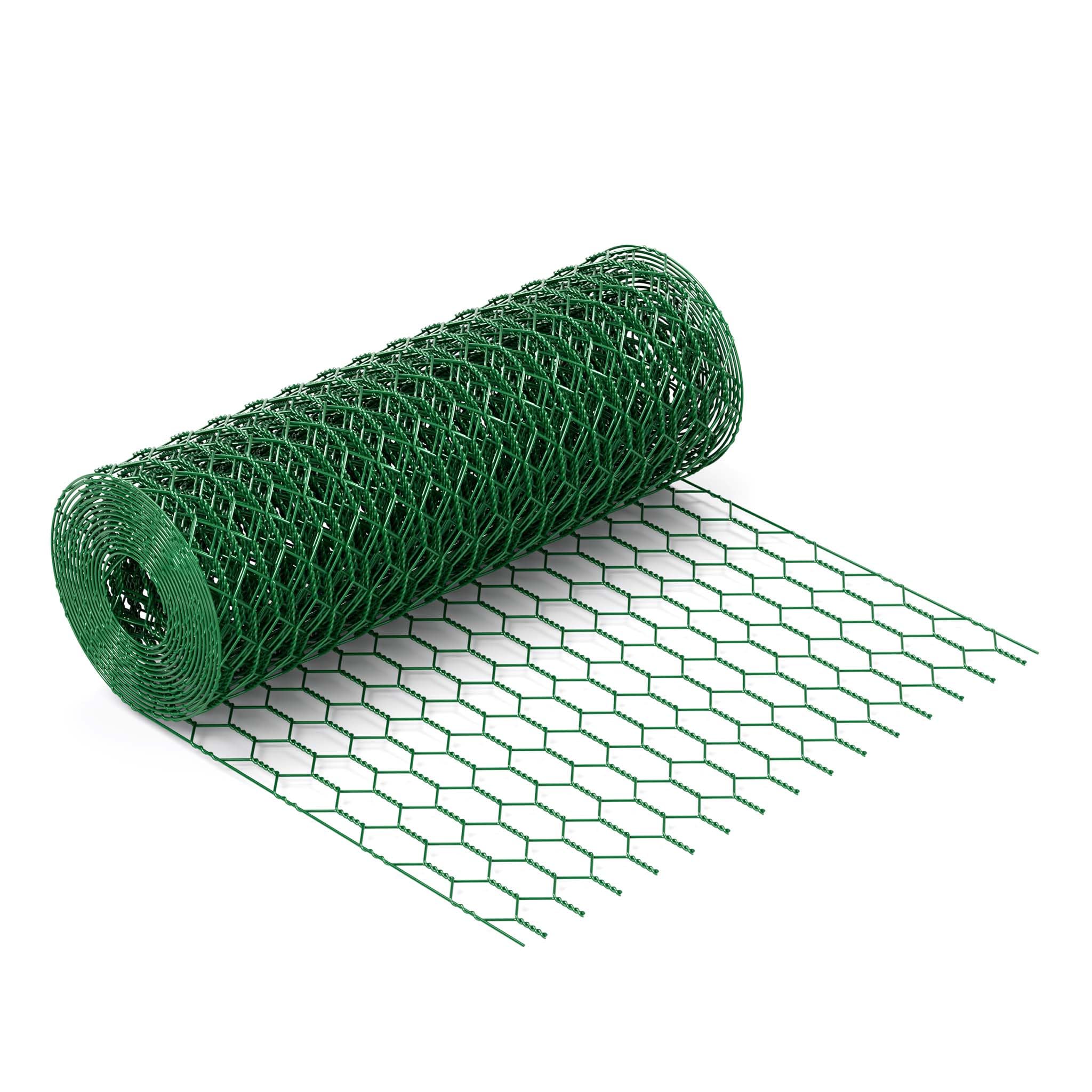 Wiltec Maschendrahtzaun Grün 90 cm x 10 m, 0,6 mm Stärke 25x25 mm Maschengröße, Volierendraht 6-Eck aus Stahl verzinkt, Drahtgitter, Vogeldraht