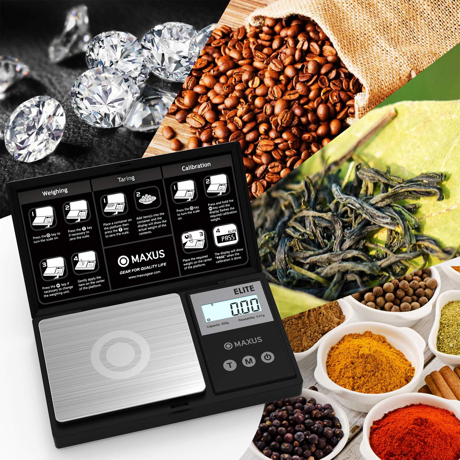 Buy Precision Pocket Scale 200g x 0.01g, MAXUS Elite Digital Gram Scale Small Herb Scale Mini