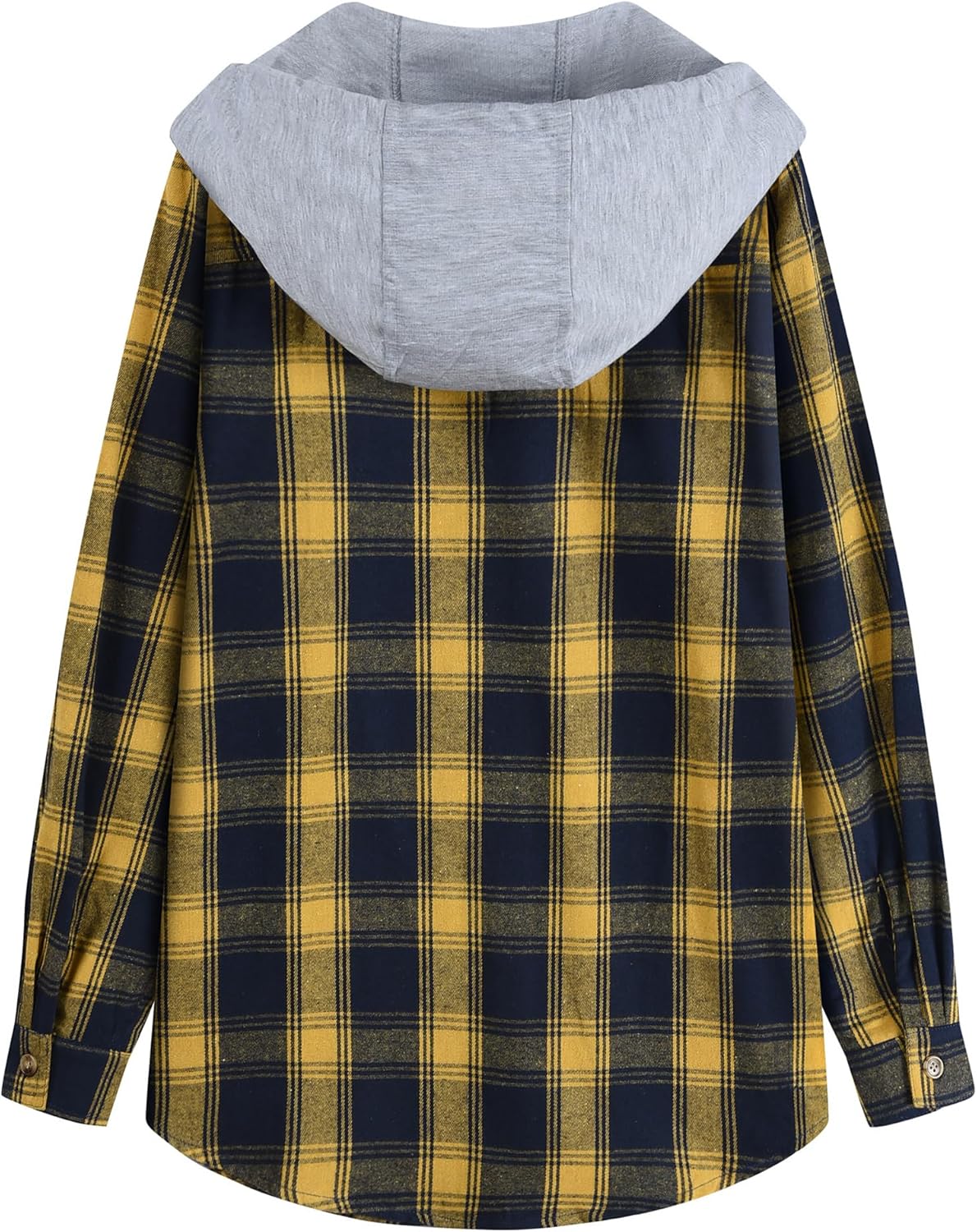Womens Flannel Hoodie Shirts Long Sleeve Plaid Jacket Casual Cotton Button Down Shirt for Women - Image 3