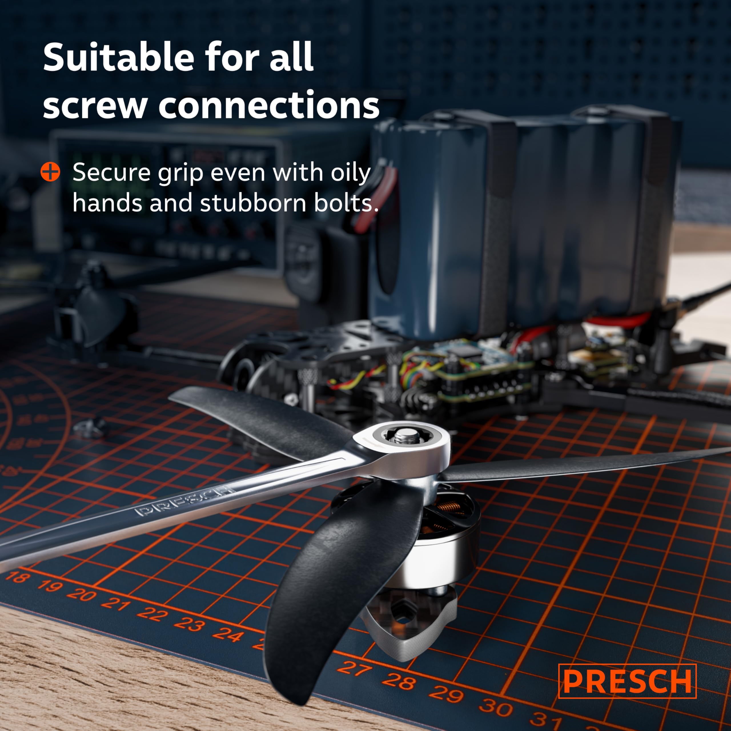 PRESCH Ratchet Spanner 6mm, Minimal Return Angle (5°, 72 Teeth), 15° Offset for Tight Spaces, Precision-machined - Image 3