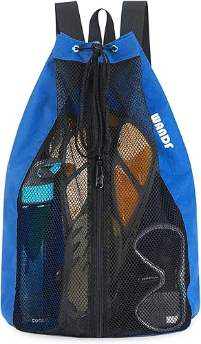WANDF Mochila de playa con cordón de malla para natación, gimnasio y equipo de entrenamiento