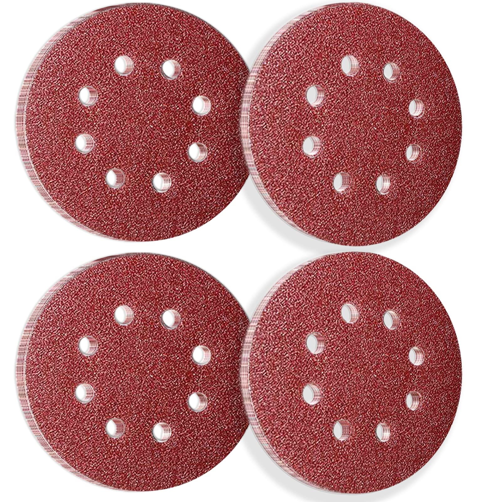 50Pcs 125mm 8 Holes Sanding Discs Pads Sanding Sheets, 5 Inch 60 Grits Hook and Loop Sandpaper Sheet for Random Orbital Sander.
