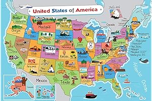 Kids United States Map | US States Map Wall Poster 13"x19"