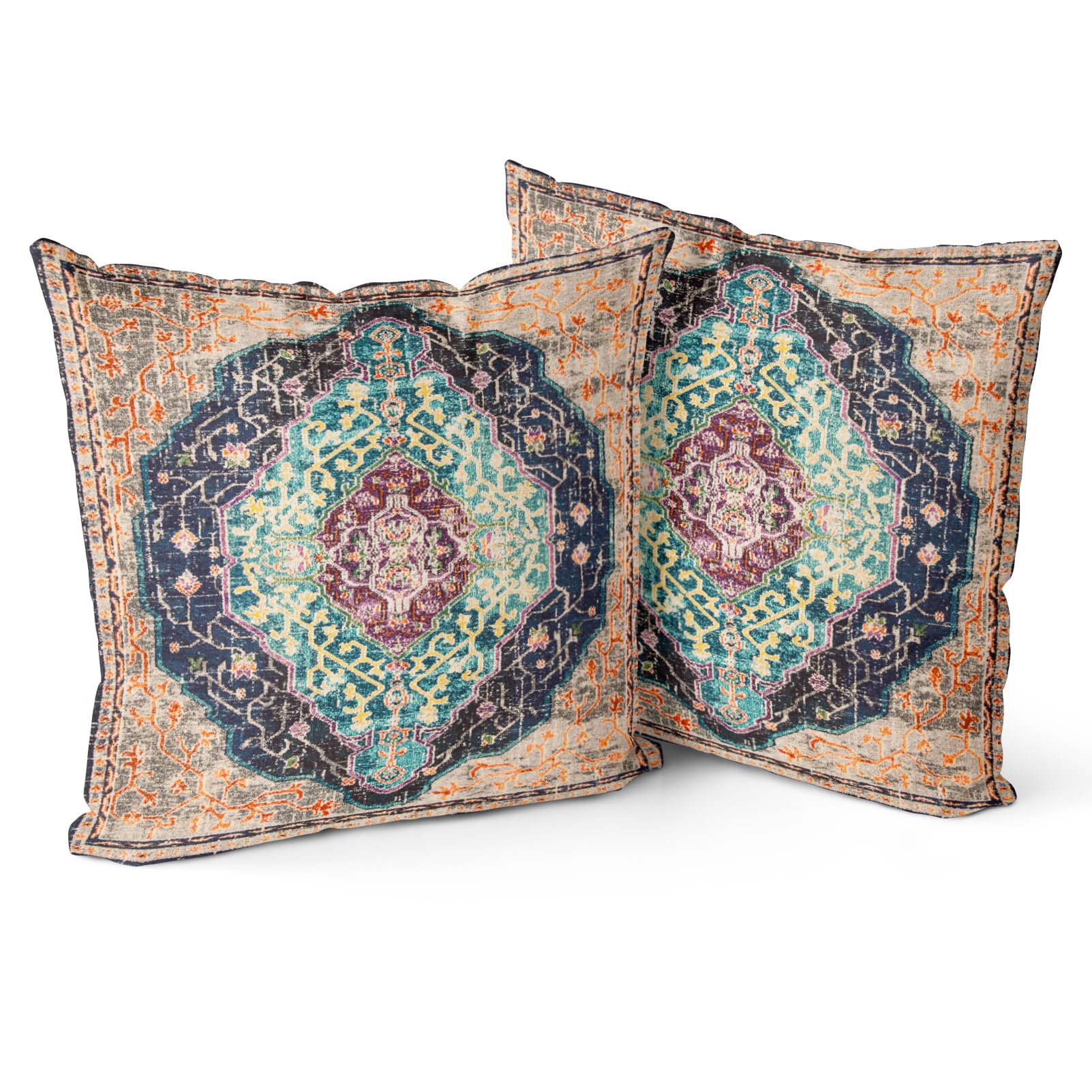 Snylcce Boho Throw Pillow Covers Set of 2, Burlywoodt Antique & Vintage Design, Double-Sided Pattern
