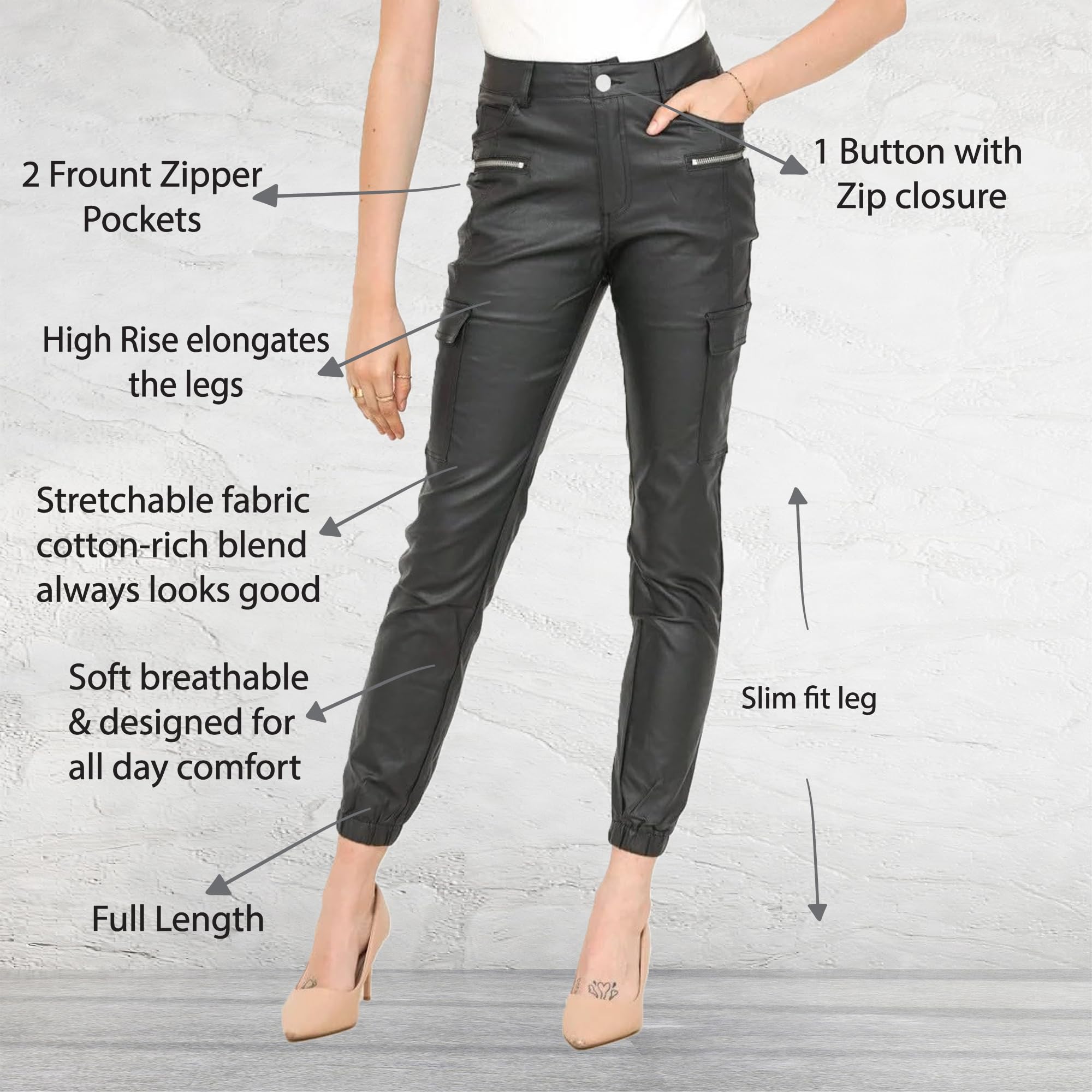 Crazy Lover Pantalon Femme Jean Slim Pantalon en Cuir pour Femmes Skinny Motard Look Cuir