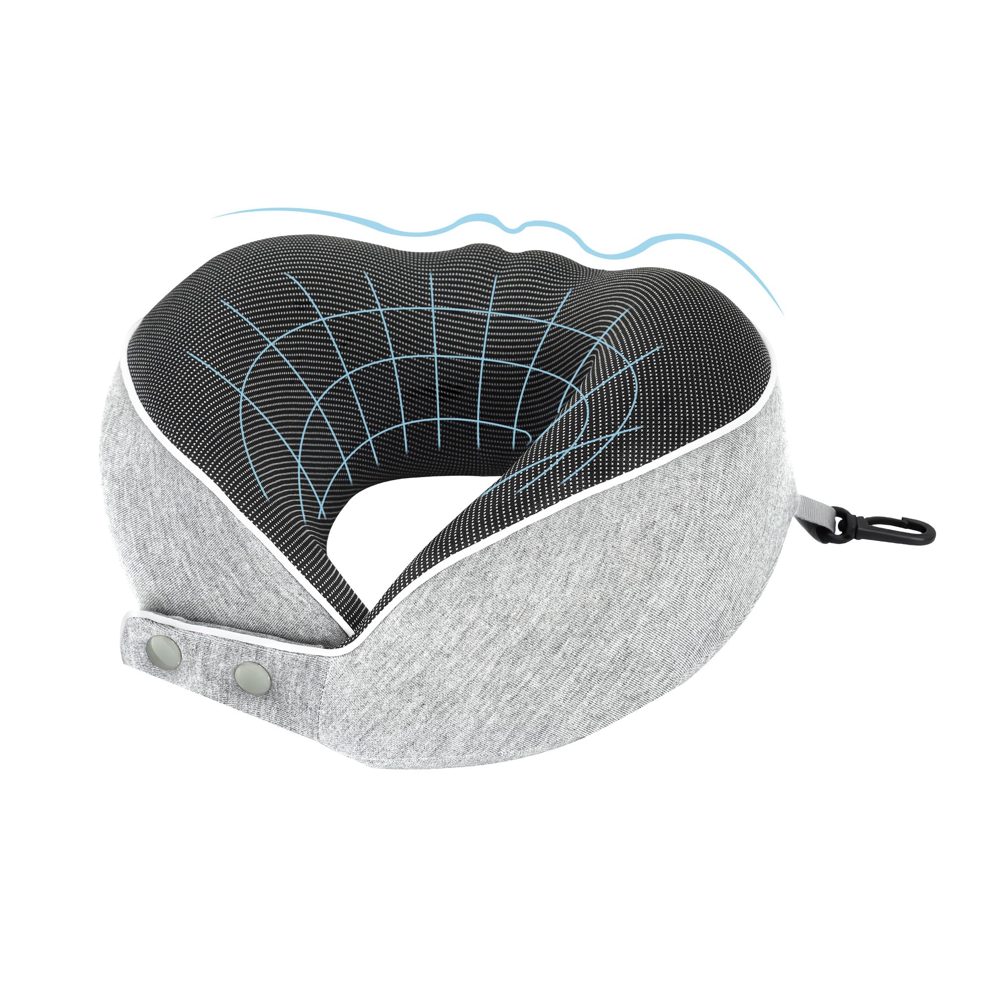 Chumix Cuscino Aereo Viaggio, Pieghevole Regolabile Cuscino da Viaggio Memory Foam con Mascherina per Dormire 3D e Contenitore in EVA, Travel Pillow con Gancio Adatto per Aerei (Grigio chiaro)