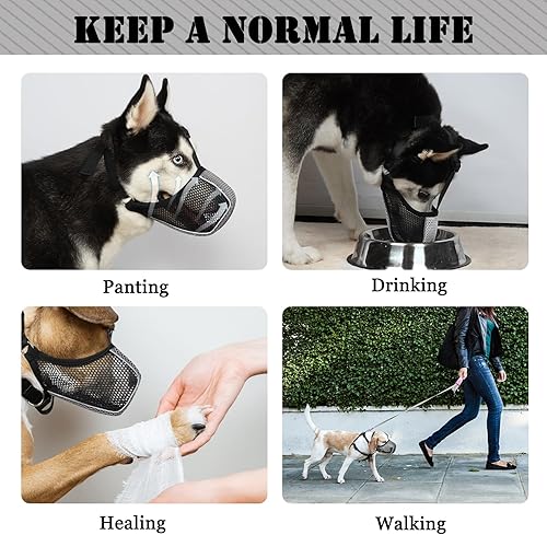 Miniatura 7 de Mayerzon Bozal para perro, bozal suave de malla para perros grandes, medianos y pequeños, para carro, aseo y morder, bozal reflectante y