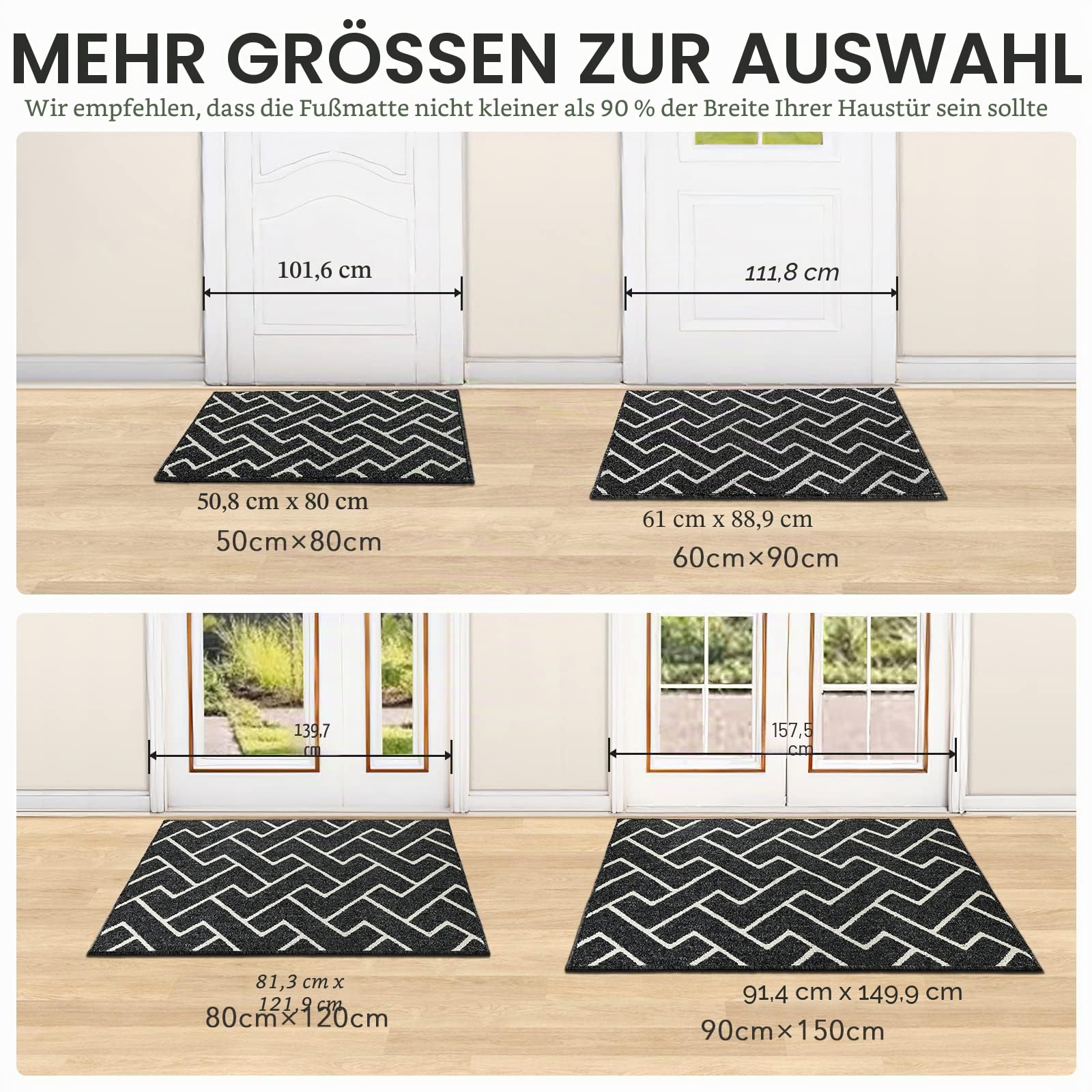 Biscpro Türmatte vorne hinten aus Gummi, rutschfest, 80 x 120cm, saugfähig, schmutzabweisend, Eingangsmatte, Bodenmatte für den Eingang, maschinenwaschbar