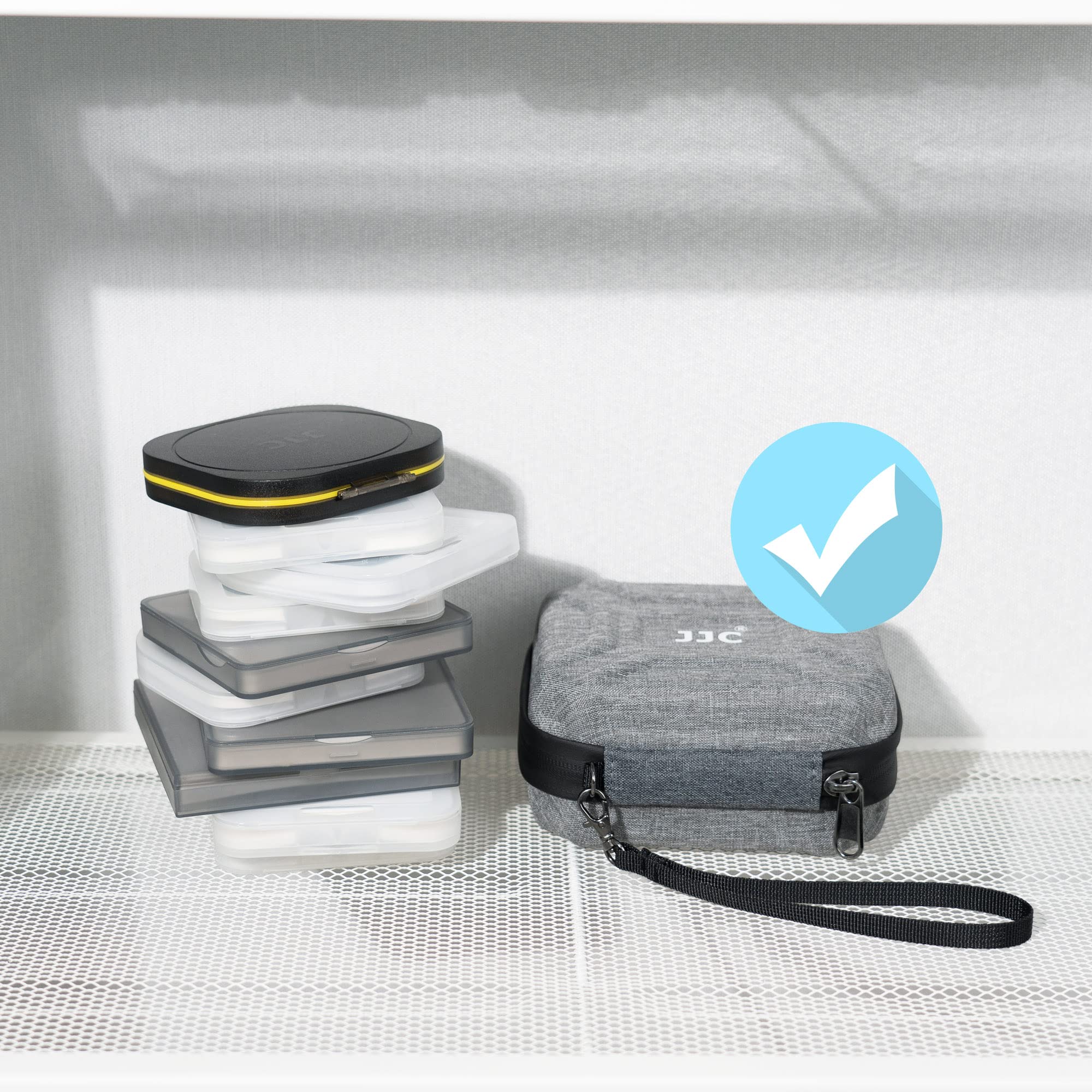 JJC Custodia per filtro per obiettivo fotocamera resistente all'acqua per 10 filtri tondi diametro fino a 95 mm - Fodera Tasche filtro Custodia per il trasporto Scatola con un panno in microfibra