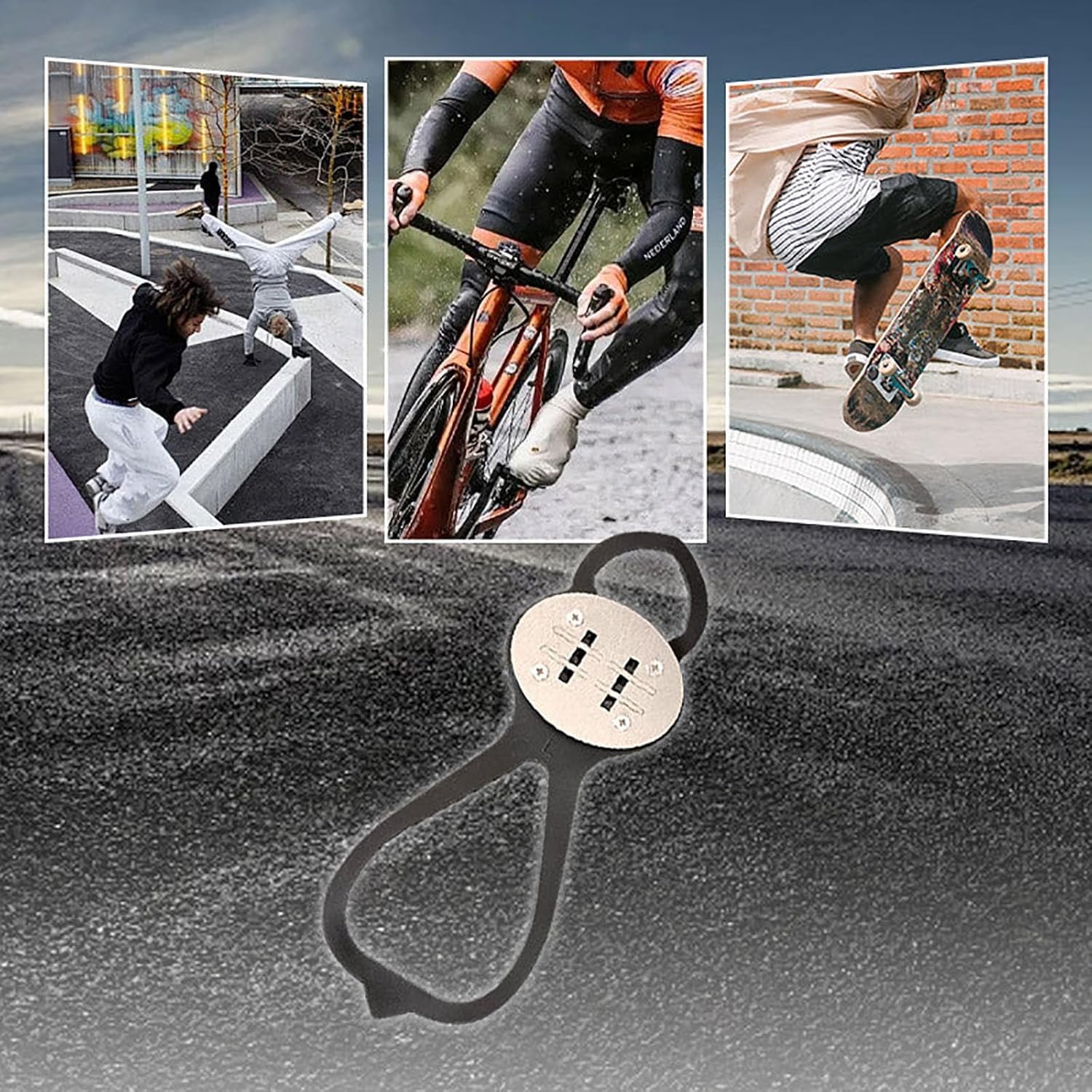 Sparking Flint Pad Shoe Cover for Skateboard & Motorrad, Bicycle Friction Spark Tool Pads, Skateboard Flint Set Riding Shoe Covers Adjustable and Sparking Flint Pads Foot for Shoes