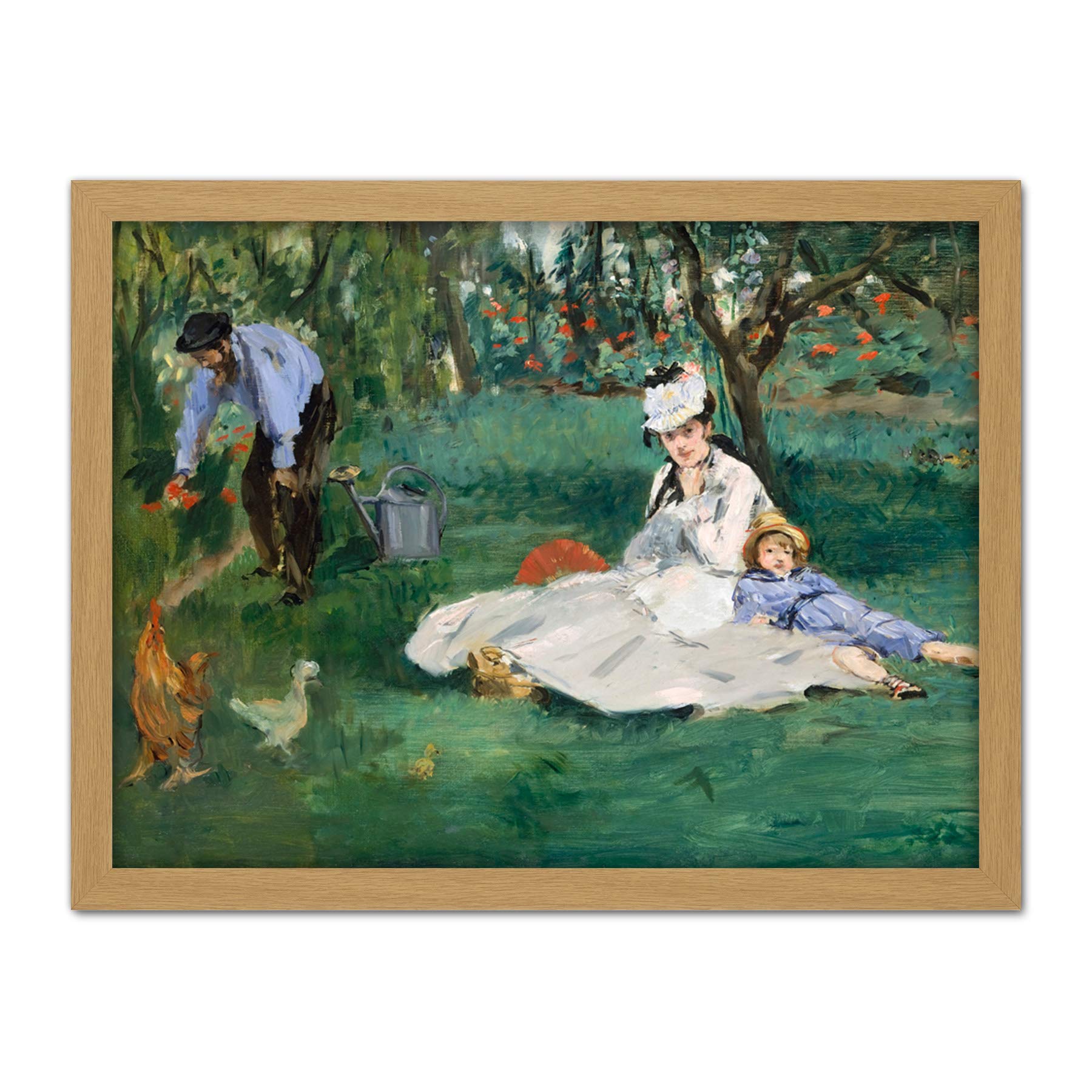 Artery8 Manet Monet Family In Their Garden Argenteuil Painting Artwork Framed Wall Art Print 18X24 Inch