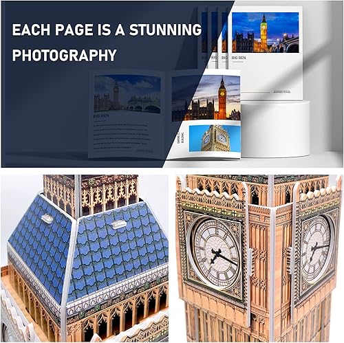 Miniatura 4 de Boersma Rompecabezas 3D para adultos, kit de modelo de construcción Big Ben, modelos de construcción educativos de ciencia para adultos para