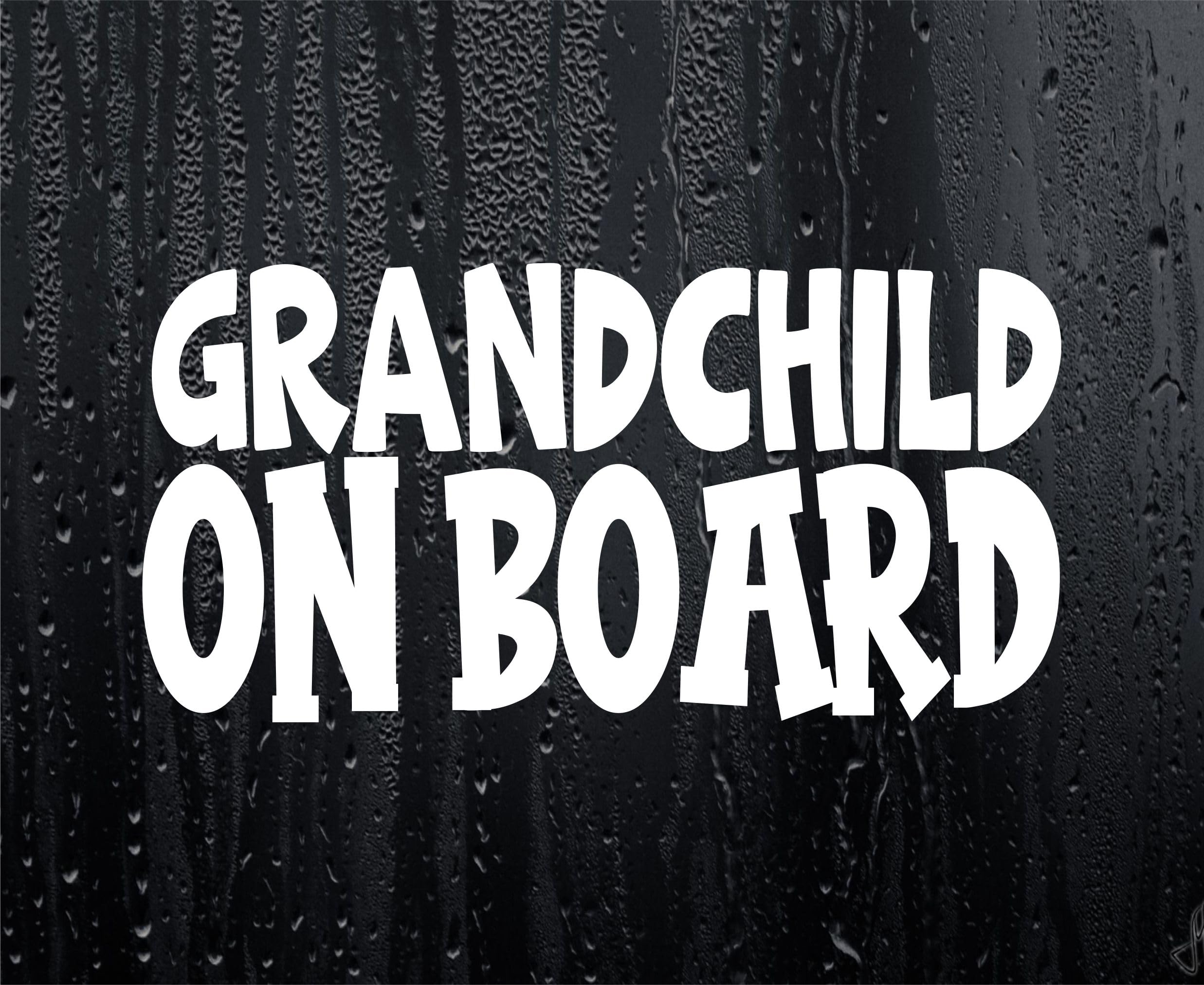 Decalarama White Car Sticker Grandchild On Board Funny Novelty Van Window Bumper Boot Door Decal