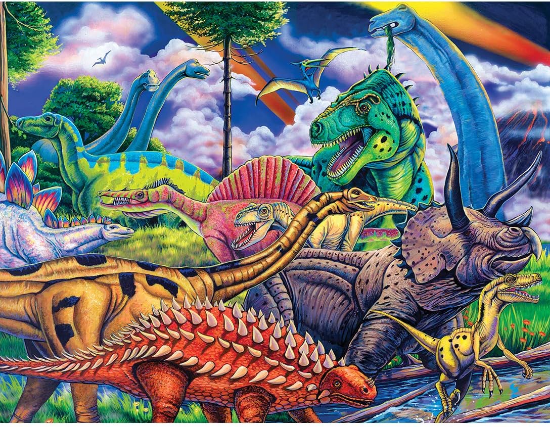 Masterpieces World of Animals 100 Piece Jigsaw Puzzle for Kids - Dinosaur Friends - 11.5"x15"