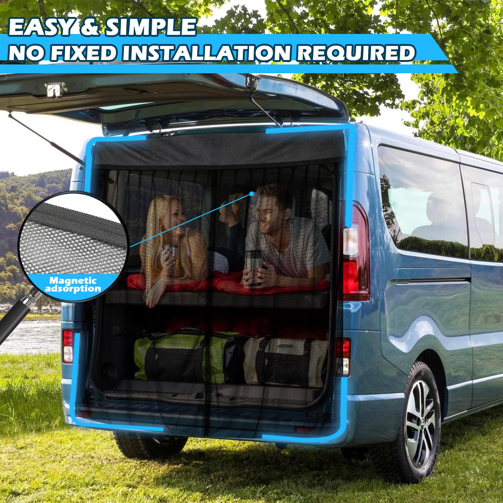 Zanzariera Auto Sostituzione per Renault Trafic 2001-2024/Vivaro/Talento/NV300, Zanzariera Portiera Posteriore dell'auto, Rete per Insetti Magnetica a Strato Singolo per Campeggio
