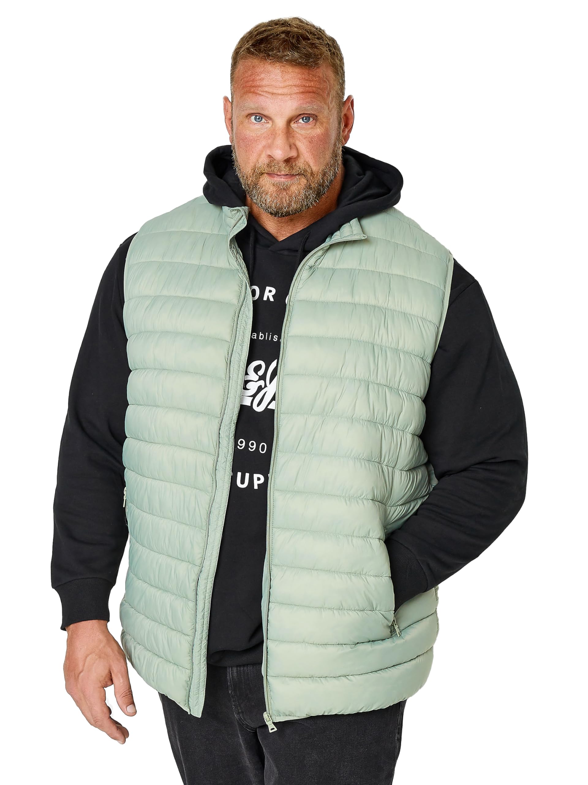 Badrhino Men's Light Green Big & Tall Puffer Gilet - Plus Curve 7XL-8Xl Plus