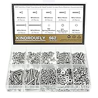 Vista 16 de Juego surtido de 382 piezas de tornillos de cabeza de botón M4 x 5/6/8/10/12/16/20mm, tuercas y arandelas, acero inoxidable 304, rosca totalmente