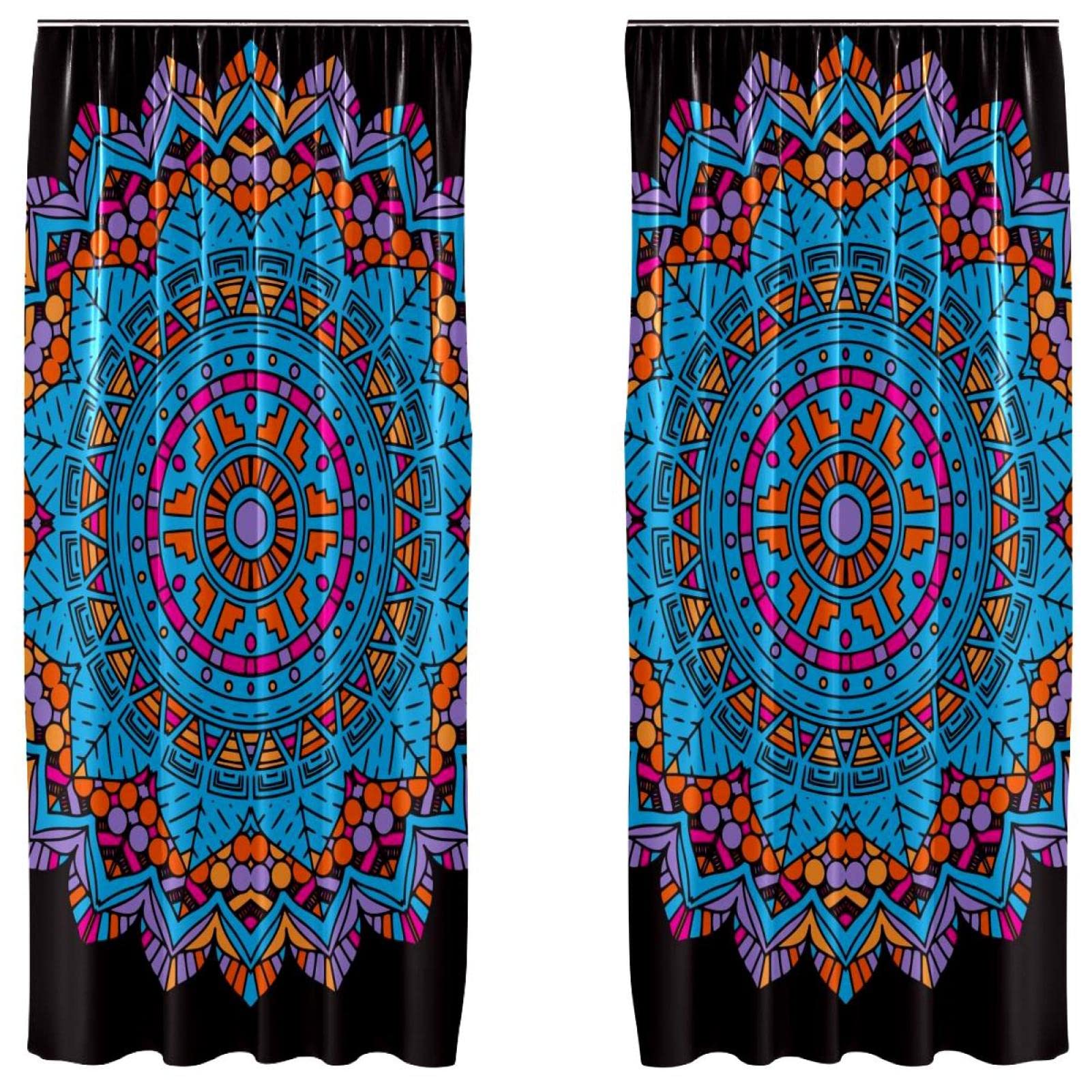 Cortinas opacas de microfibra decorativas: paneles térmicos Mandala geométricos de 55x84