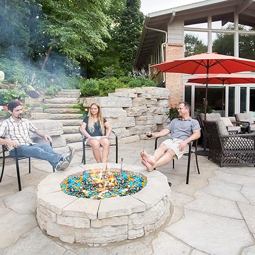 Miniatura 6 de Skyflame Cuentas de vidrio de fuego mezcladas de 10 libras para chimenea de paisajismo, 12 pulgada de alto brillo azul caribeño, hielo de cristal,