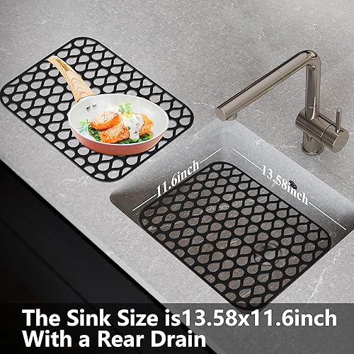 Miniatura 5 de YUBIRD - Protectores de fregadero para fregadero de cocina, tapetes de fregadero de 13.58 x 11.6 pulgadas, 2 alfombrillas de silicona para fregadero