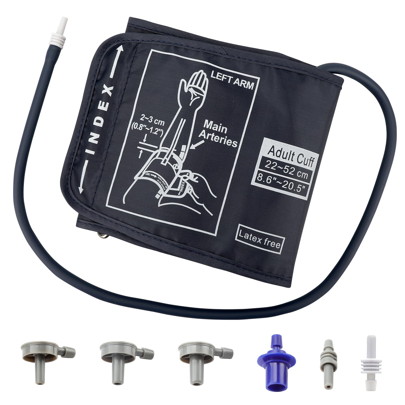 Manguito Tensiometro 22-52cm, Monitor de Presión arterial Manguito Extra Grande Universal Manguito Tensiometro para Tensiómetro de Uso Doméstico Manguito Extra Grande para Brazo con 6 Conectores