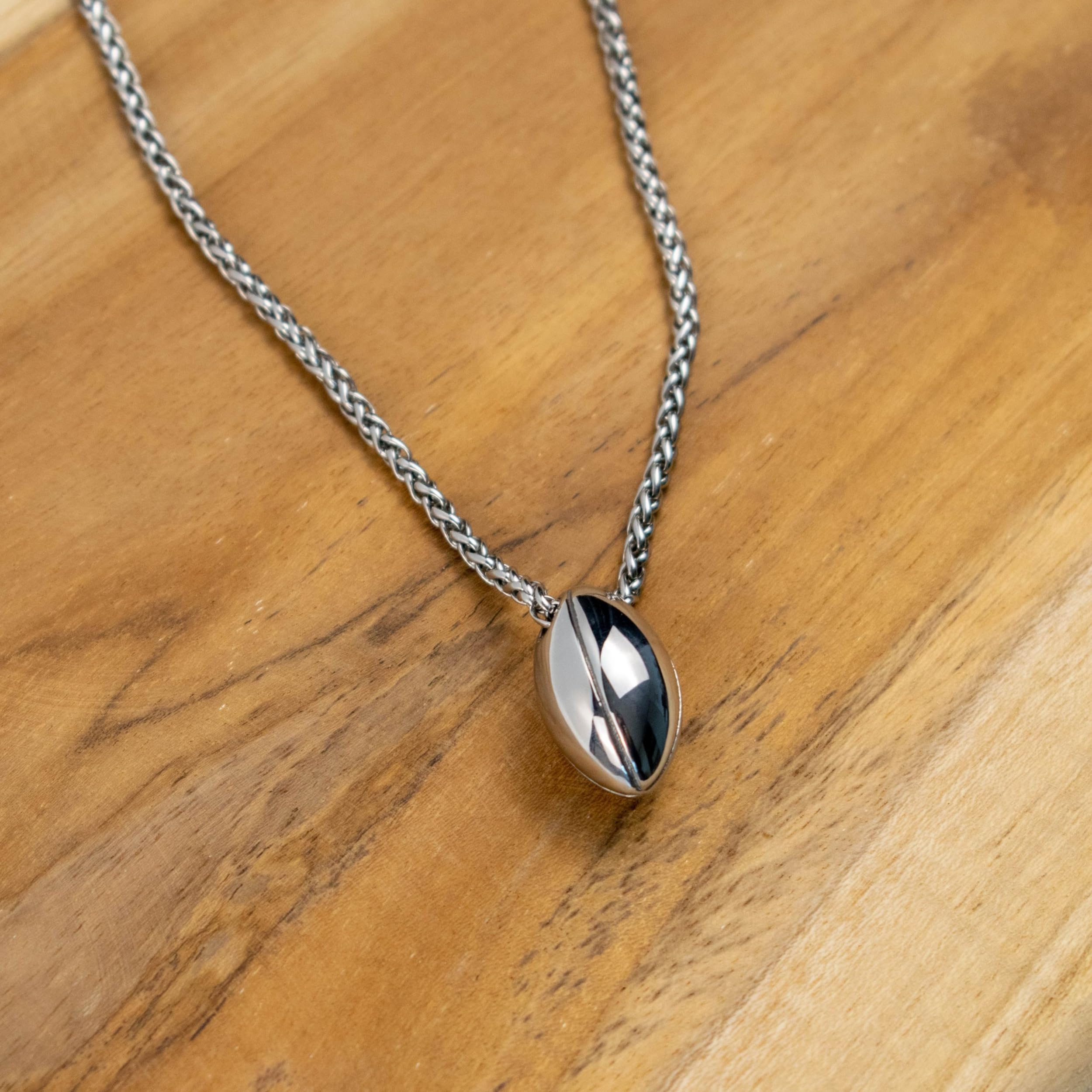 Ernestine - Collier Rugby Homme acier inoxydable - Idée Cadeau papa fête des pères - pendentif ballon de rugby - cadeaux amateurs de sport - bijou accessoire rugbyman équipe de France