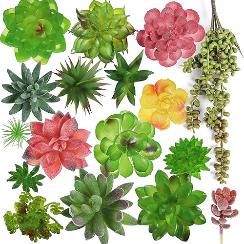 SPEPLA 17 PCS Succulents Plants Artificial Unpotted, Fake suculentas Plant for Crafting DIY Floral Decor for Home Garden Office Party