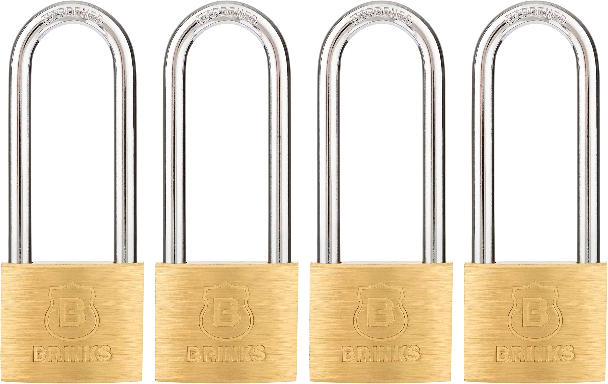 BRINKS 171-42401 40mm Solid Brass Padlock with 2-1/2" Shackle, 4 Pack