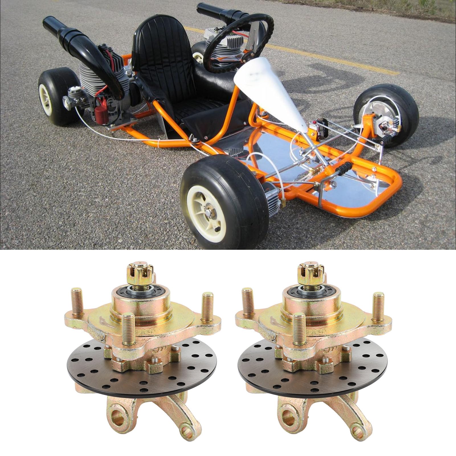 Mandrini Dell'articolazione dello Sterzo, Flangia del Mozzo Dell'asse della Ruota Mandrini dello Sterzo Mozzi delle Ruote Disco Freno per Carrello da Go Kart Quad ATV UTV